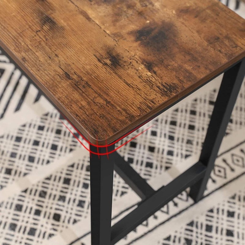 Juego de 2 Bancos MANDALA, en Madera y Metal, color Negro y Marrón Oscuro
