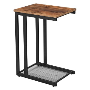 Mesa Auxiliar ALFA, color Negro y Marrón Oscuro