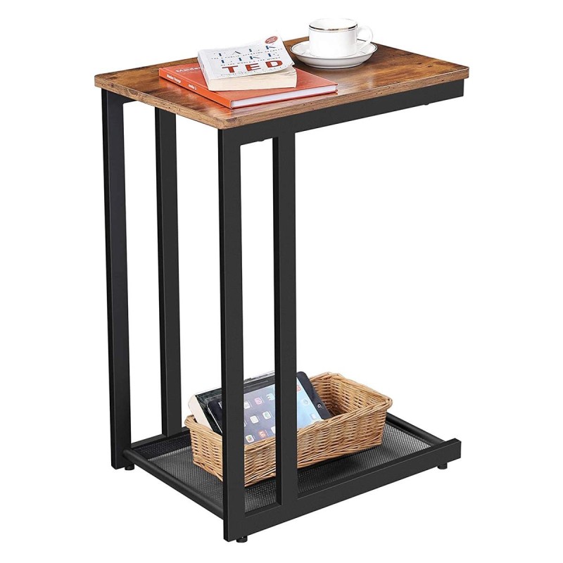 Mesa Auxiliar ALFA, color Negro y Marrón Oscuro