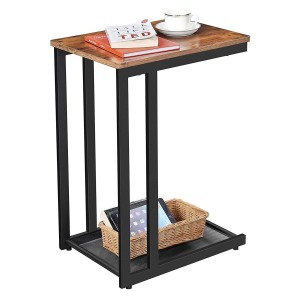 Mesa Auxiliar ALFA, color Negro y Marrón Oscuro