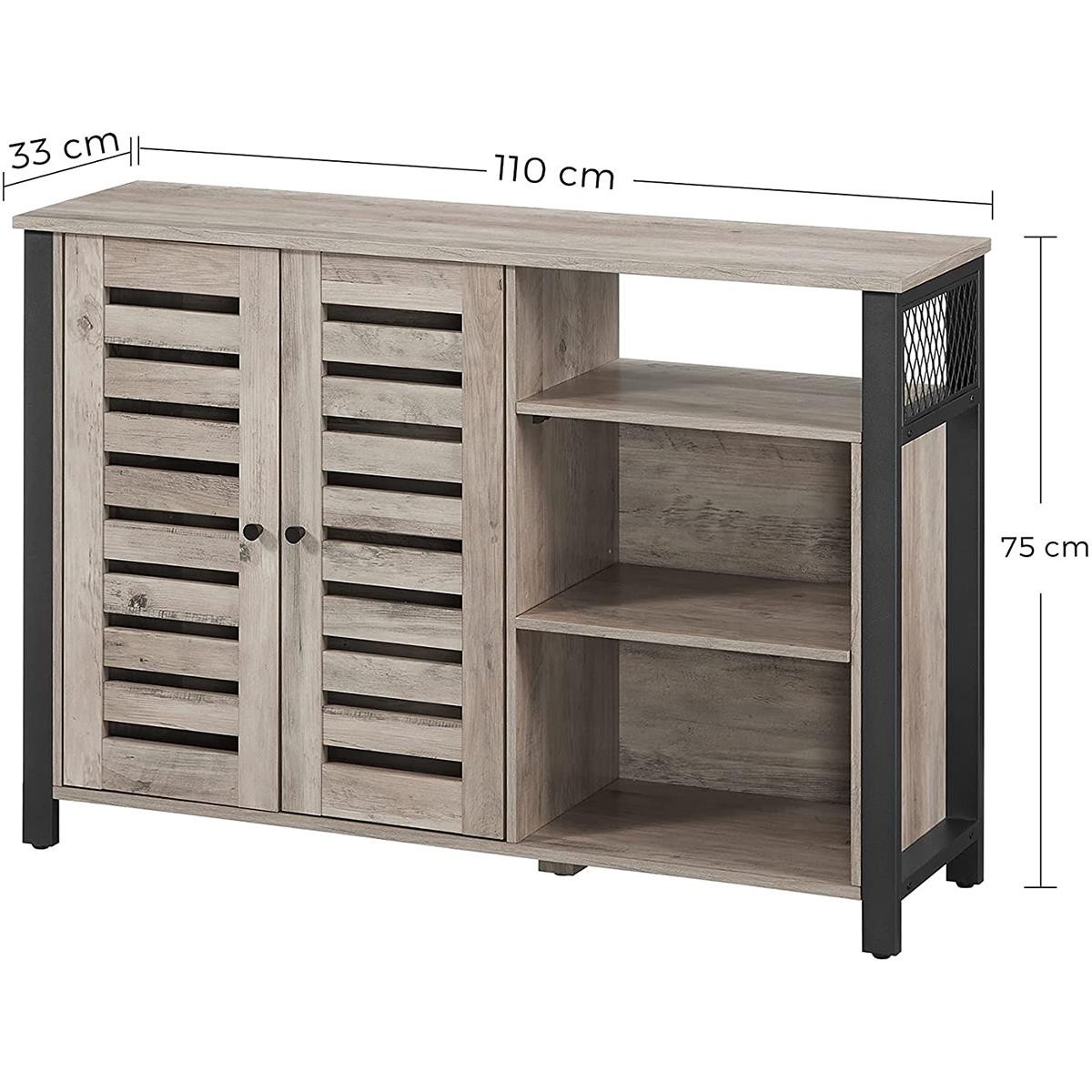 Armario SIRIUS, 110x33x75 cm, Estilo Industrial, en Metal y Madera, color Marrón Oscuro