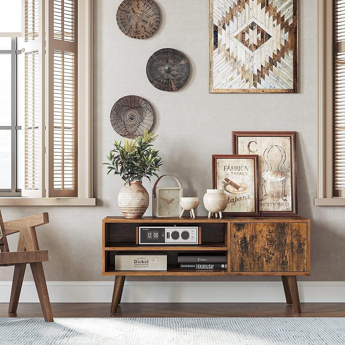 Armario LONDON, 110x49x40 cm, Diseño Nórdico, en Madera color Blanco