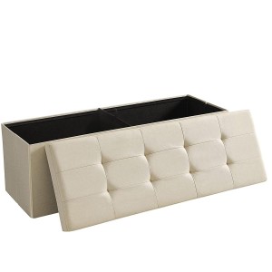 Banco con Almacenaje SIDNEY, en Madera y Tela, color Gris Claro
