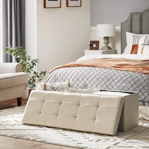 Banco con Almacenaje SIDNEY, en Madera y Tela, color Gris Claro