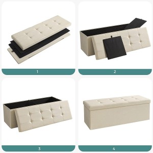 Banco con Almacenaje SIDNEY, en Madera y Tela, color Gris Claro