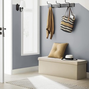 Banco con Almacenaje SIDNEY, en Madera y Tela, color Gris Claro