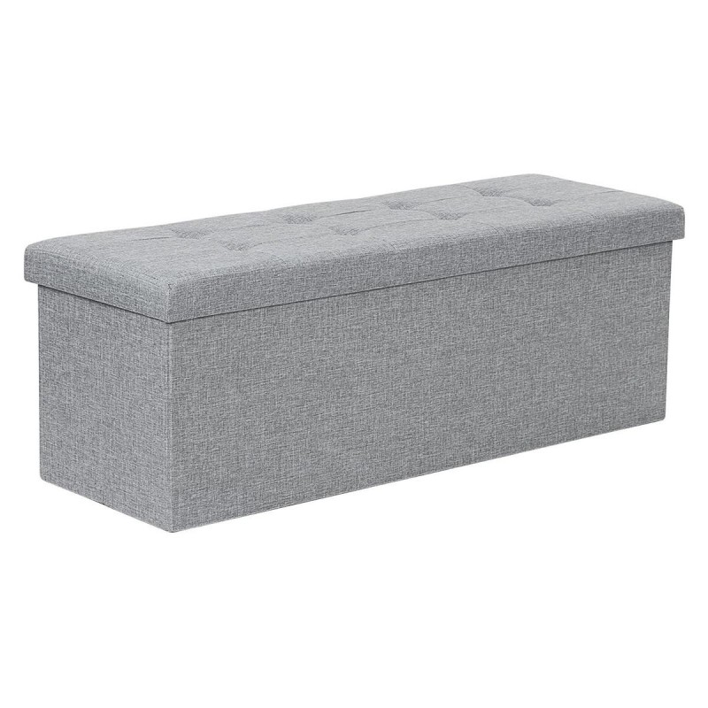 Banco con Almacenaje SIDNEY, en Madera y Tela, color Gris Claro