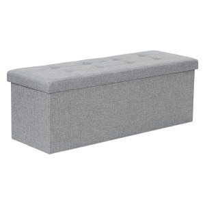 Banco con Almacenaje SIDNEY, en Madera y Tela, color Gris Claro