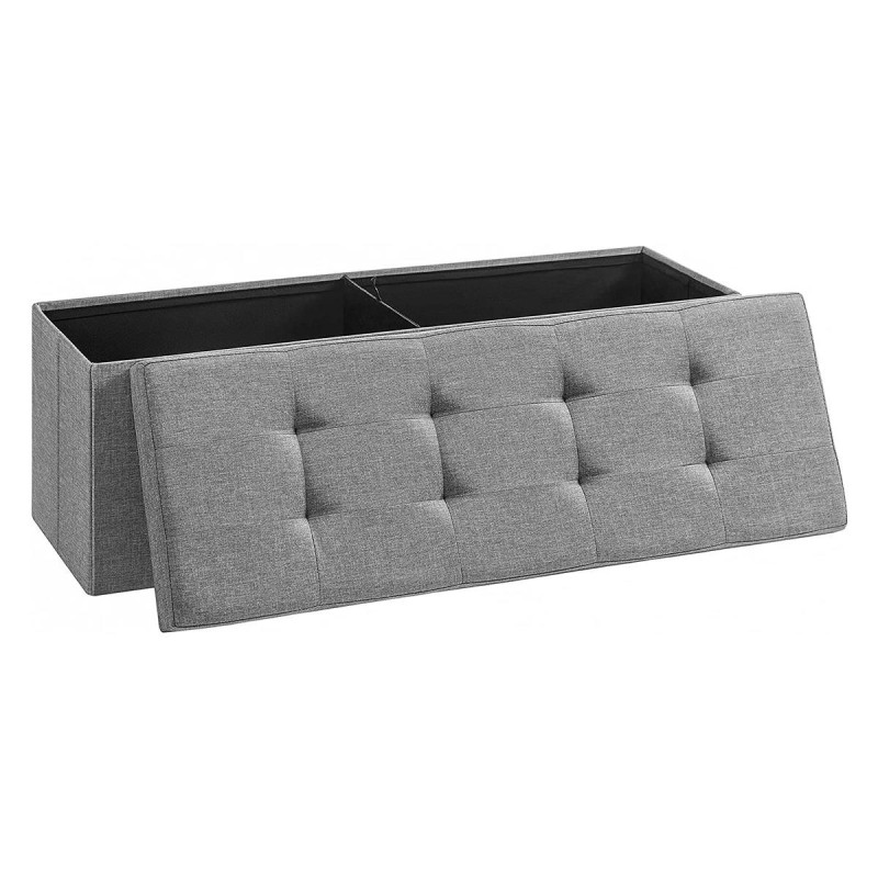 Banco con Almacenaje SIDNEY, en Madera y Tela, color Gris Claro