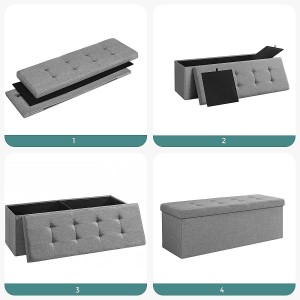 Banco con Almacenaje SIDNEY, en Madera y Tela, color Gris Claro