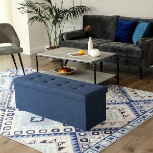 Banco con Almacenaje SIDNEY, en Madera y Tela, color Gris Claro