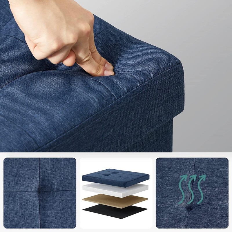 Banco con Almacenaje SIDNEY, en Madera y Tela, color Gris Claro