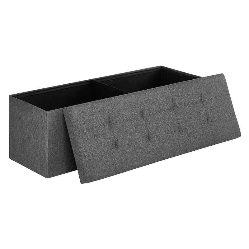 Banco con Almacenaje SIDNEY, en Madera y Tela, color Gris Claro
