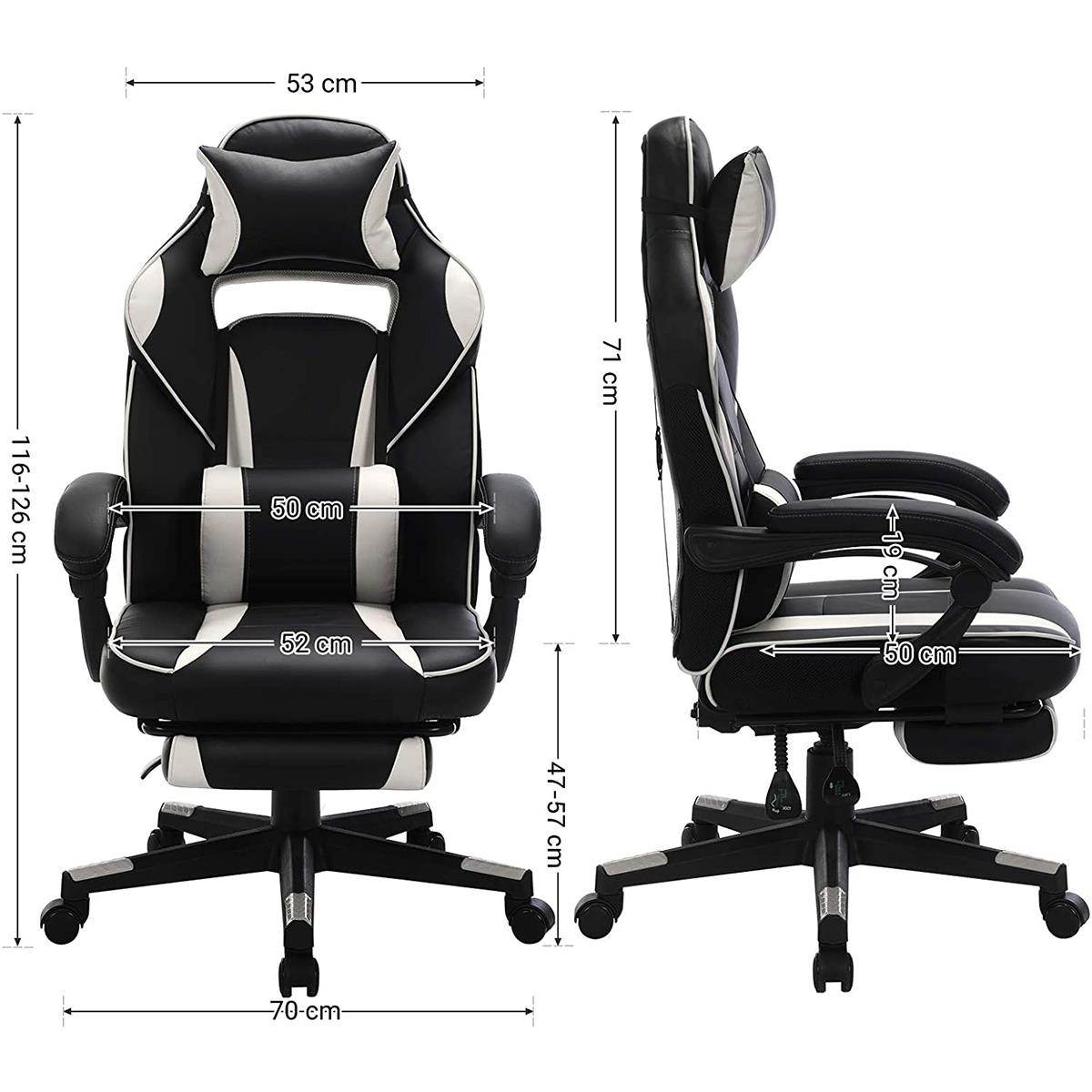 Silla Gaming ROBIN con Reposapiés, Cojines Lumbar y Cervical, en Piel Negra y Roja