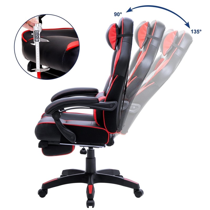 Silla Gaming ROBIN en Piel Negra y Roja