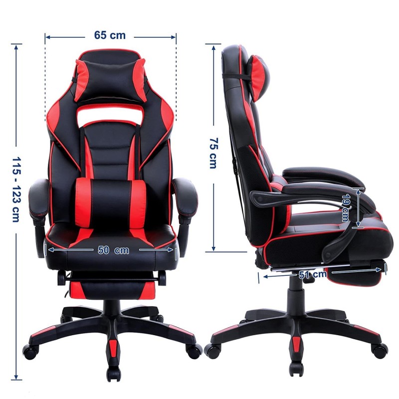Silla Gaming ROBIN en Piel Negra y Roja