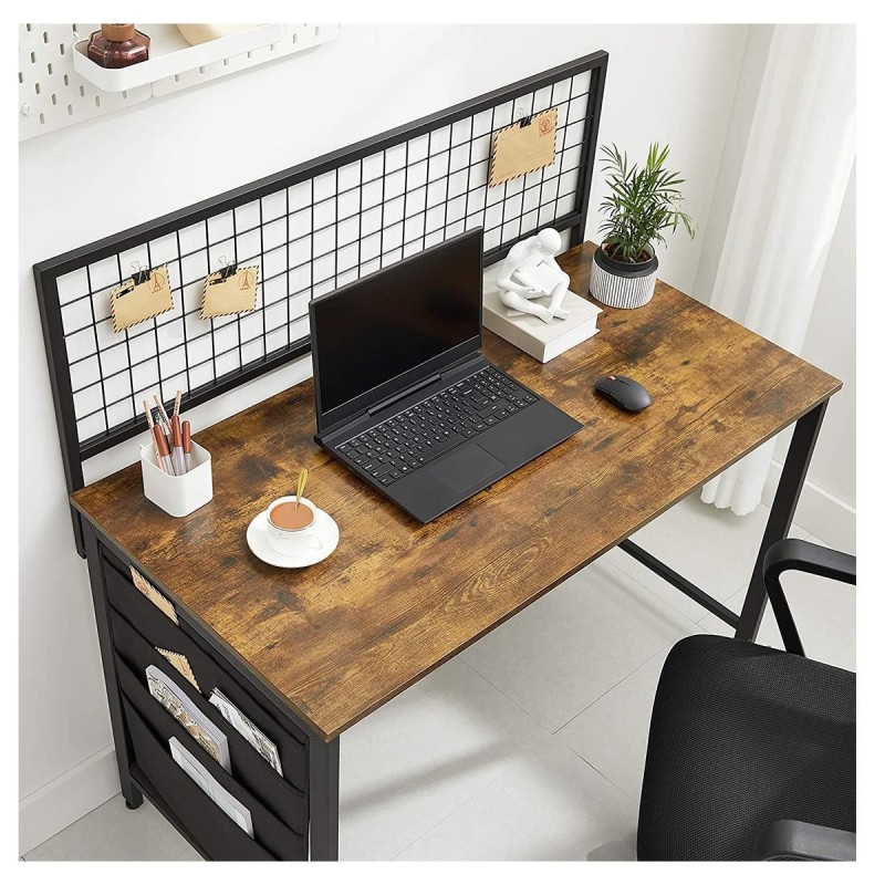 Mesa de Oficina RENEGADE, Estructura Metálica, Madera color Marrón Oscuro