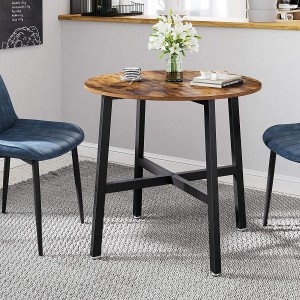 Mesa Auxiliar POLY, en Madera y Metal, color Negro y Marrón Oscuro