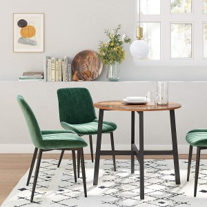Mesa Auxiliar POLY, en Madera y Metal, color Negro y Marrón Oscuro