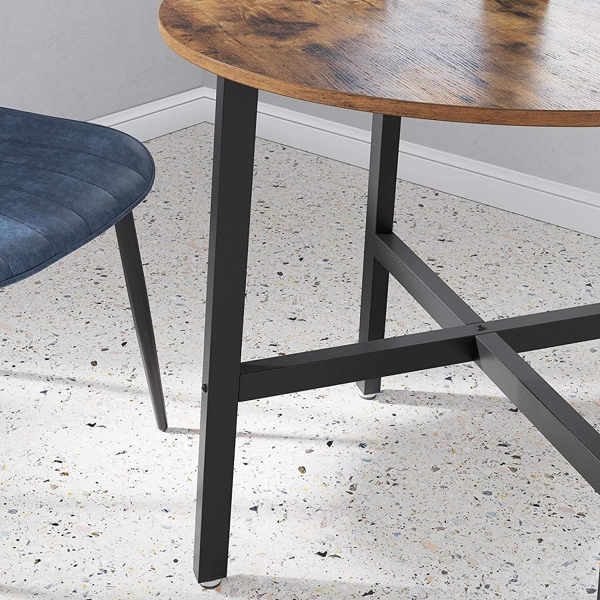 Mesa Auxiliar POLY, Dimensiones 80x80x75 cm, en Madera y Metal, color Marrón Oscuro