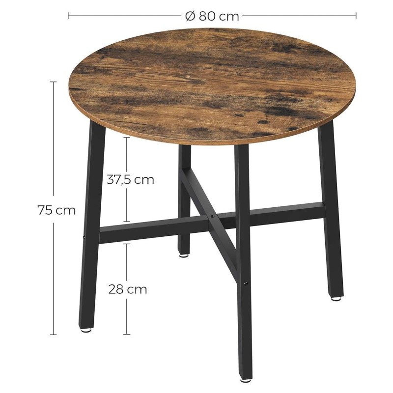 Mesa Auxiliar POLY, en Madera y Metal, color Negro y Marrón Oscuro