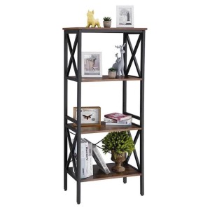Estantería PARIS, Diseño moderno e industrial, en Metal y Madera, color Roble Oscuro