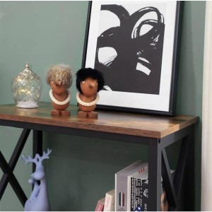 Estantería PARIS, Diseño moderno e industrial, en Metal y Madera, color Roble Oscuro