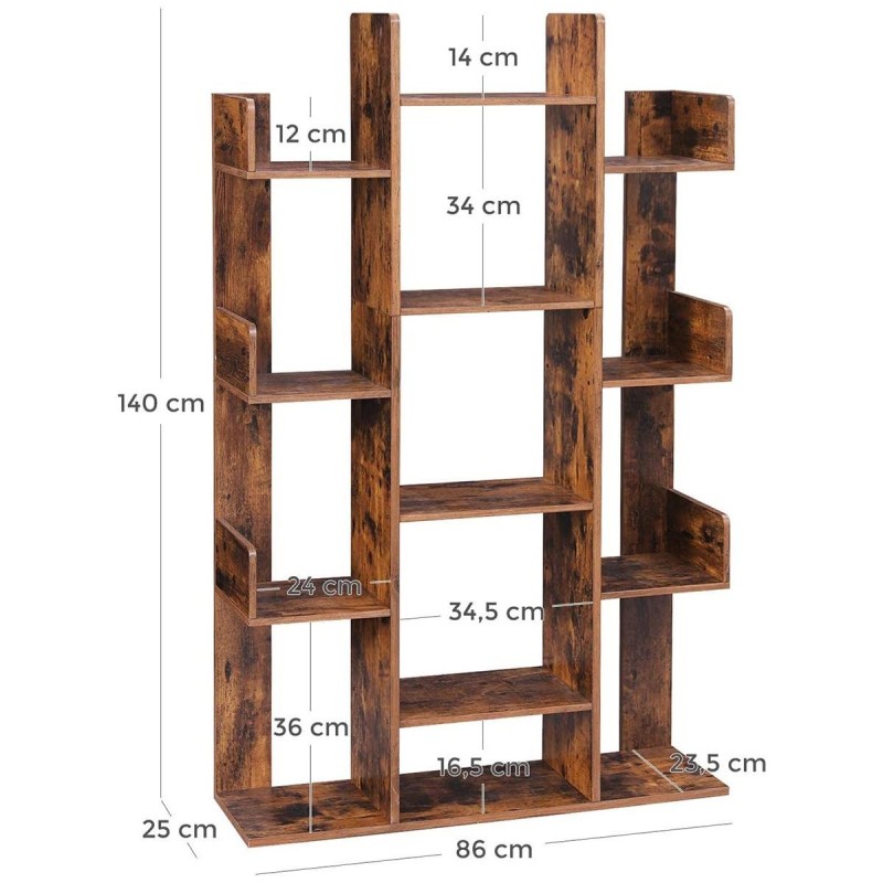 Estantería FLYN, 13 Compartimentos, en Madera color Nogal