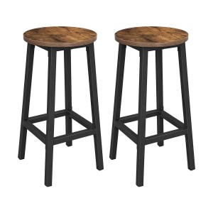 Set 2 taburetes DUO, en Metal Negro y Madera color Marrón Oscuro