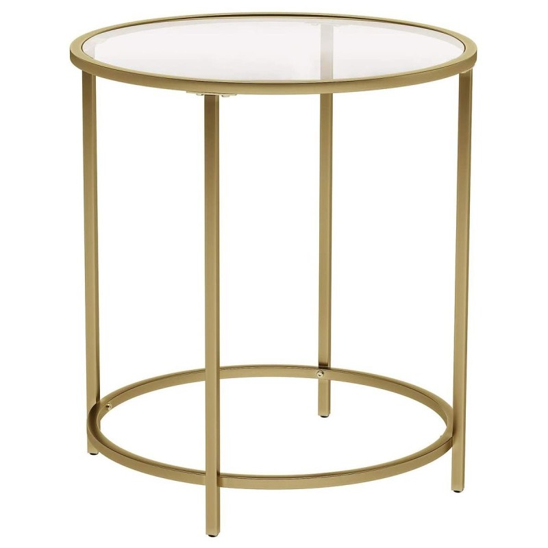 Mesa Auxiliar GOLD, Estructura Metálica Dorada con Superficie de Cristall