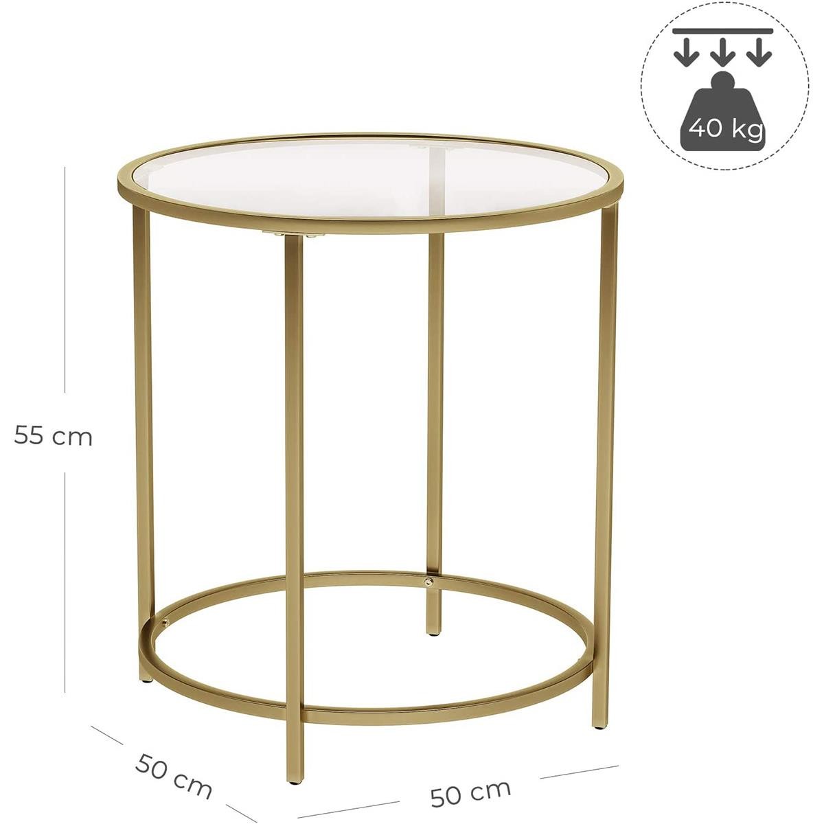 Mesa Auxiliar GOLD, Diseño Moderno, Estructura Metálica Dorada con Superficie de Cristal