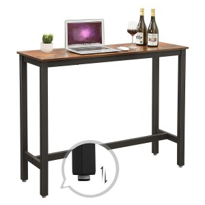 Mesa Alta MASTER, en Metal y Madera, color Negro y Marrón Oscuro