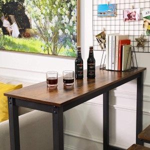 Mesa Alta MASTER, en Metal y Madera, color Negro y Marrón Oscuro