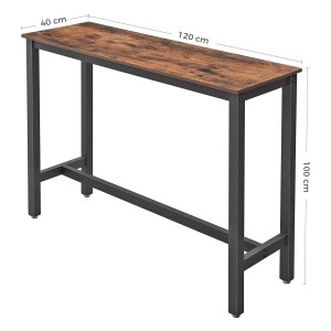 Mesa Alta MASTER, en Metal y Madera, color Negro y Marrón Oscuro