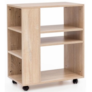 Armario Multiusos con ruedas DONDY, 60x35x75 cm, en Madera color Natural