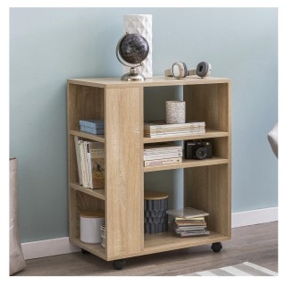 Armario Multiusos con ruedas DONDY, 60x35x75 cm, en Madera color Natural 2