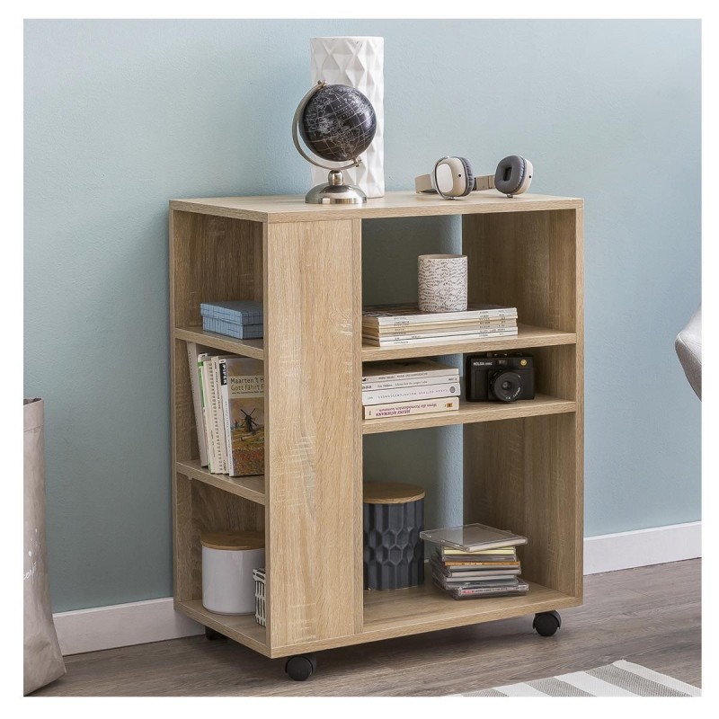 Armario Multiusos con ruedas DONDY, 60x35x75 cm, en Madera color Natural