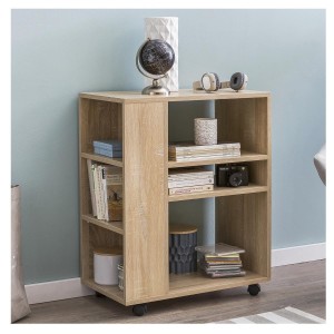 Armario Multiusos con ruedas DONDY, 60x35x75 cm, en Madera color Natural