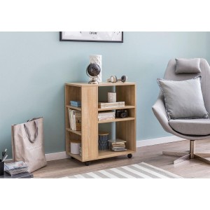 Armario Multiusos con ruedas DONDY, 60x35x75 cm, en Madera color Natural