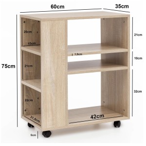 Armario Multiusos con ruedas DONDY, 60x35x75 cm, en Madera color Natural