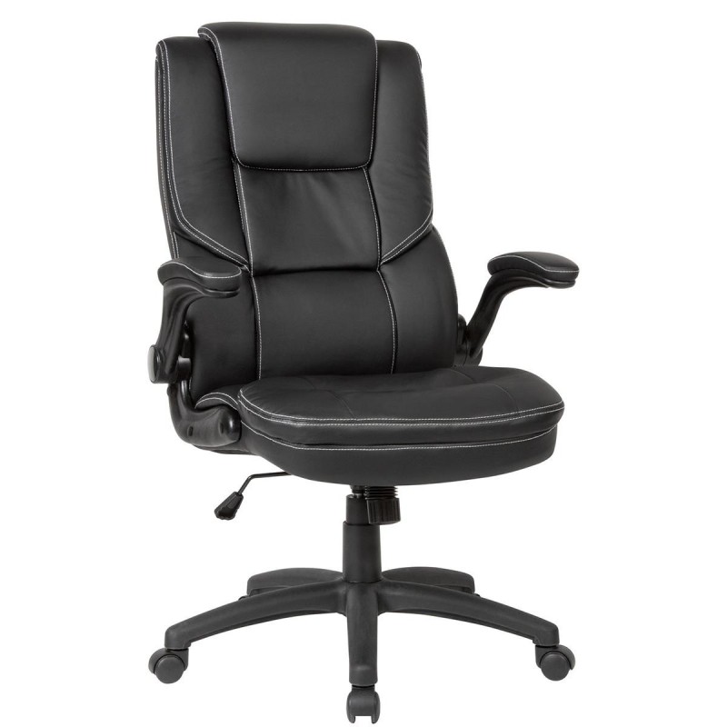 Silla de Oficina VIDA, Brazos Abatibles y Reposacabezas Ajustable, en Piel color Negro