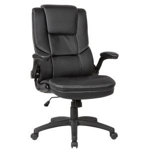 Silla de Oficina VIDA, Brazos Abatibles y Reposacabezas Ajustable, en Piel color Negro
