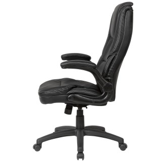 Silla de Oficina VIDA, Brazos Abatibles y Reposacabezas Ajustable, en Piel color Negro 2