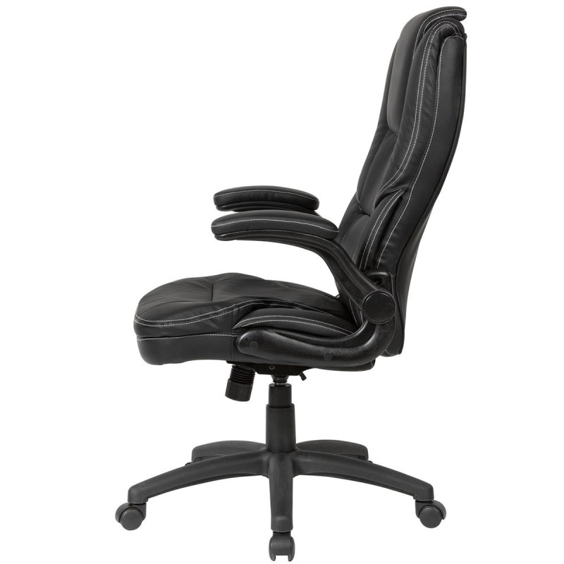 Silla de Oficina VIDA, Brazos Abatibles y Reposacabezas Ajustable, en Piel color Negro