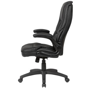 Silla de Oficina VIDA, Brazos Abatibles y Reposacabezas Ajustable, en Piel color Negro