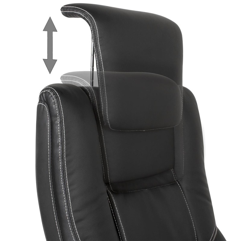 Silla de Oficina VIDA, Brazos Abatibles y Reposacabezas Ajustable, en Piel color Negro