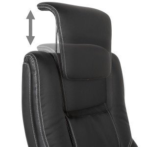 Silla de Oficina VIDA, Brazos Abatibles y Reposacabezas Ajustable, en Piel color Negro