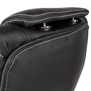 Silla de Oficina VIDA, Brazos Abatibles y Reposacabezas Ajustable, en Piel color Negro