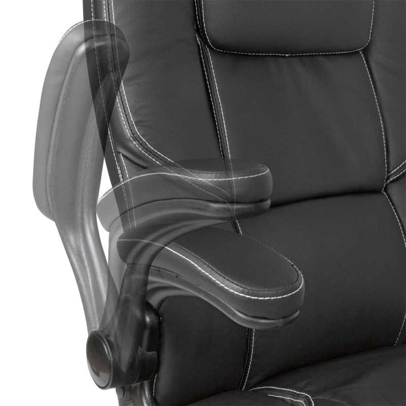 Silla de Oficina VIDA, Brazos Abatibles y Reposacabezas Ajustable, en Piel color Negro