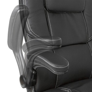 Silla de Oficina VIDA, Brazos Abatibles y Reposacabezas Ajustable, en Piel color Negro